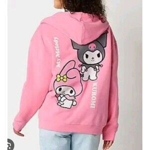 My Melodie and Kuromi Hello Kitty Pink Zip Up Hoodie Y2K size Small S